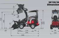 Minilaadur Stark SK150 mõõtmed